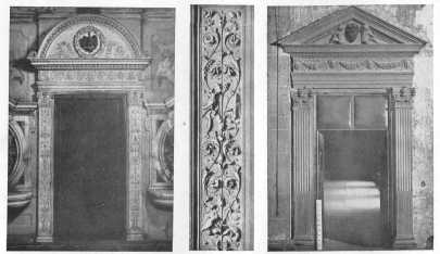 The Italian Renaissance is still inspiring the world. In
the two doorways the use of pilasters and frieze, and the pedimented and
round over-door motifs are typical of the period.