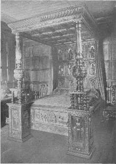An Apostles bed of the Tudor period, so-called from the
 carved panels of the back. The over elaboration of the late Tudor work
corresponded in time with France's deterioration in the reign of Henry
IV.
