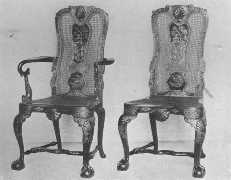 Examples of line reproductions. The lacquer chairs carry
 out the true feeling of the old with great skill.